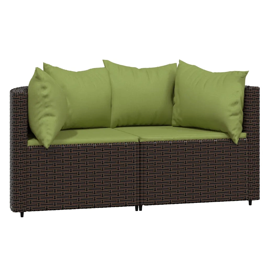 Set Mobili da Giardino 3 pz con Cuscini in Polyrattan Marrone 319839