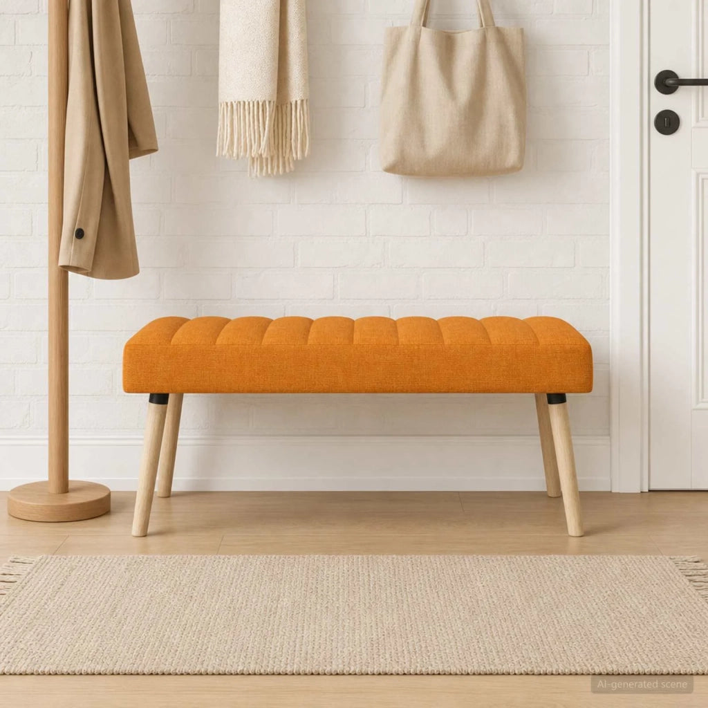 Panchina trapuntata a canale Giallo Scuro 110 x 40 x 46 cm 42038496