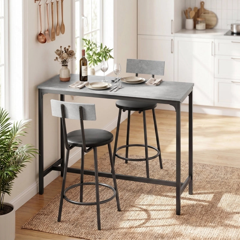 TAVOLO BAR Set da 3 pezzi 100x40x90,5 cm Grigio in legno ingegnerizzato