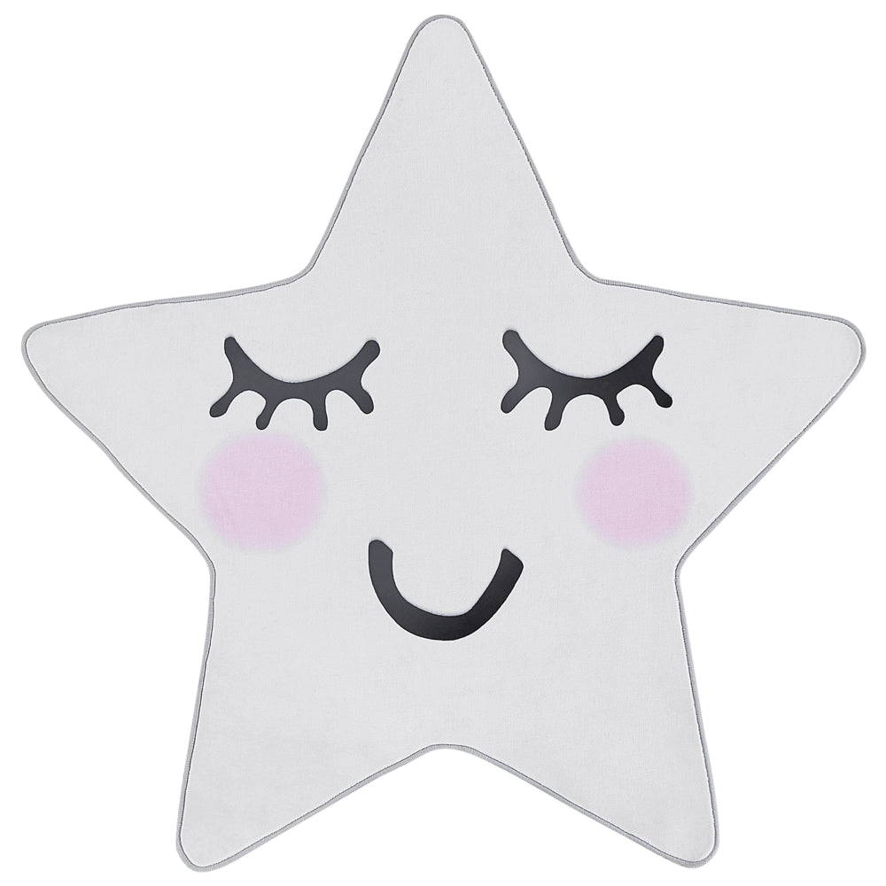 Tappeto bianco 120 x 120 cm a pelo corto a forma di stella per la sala giochi dei bambini