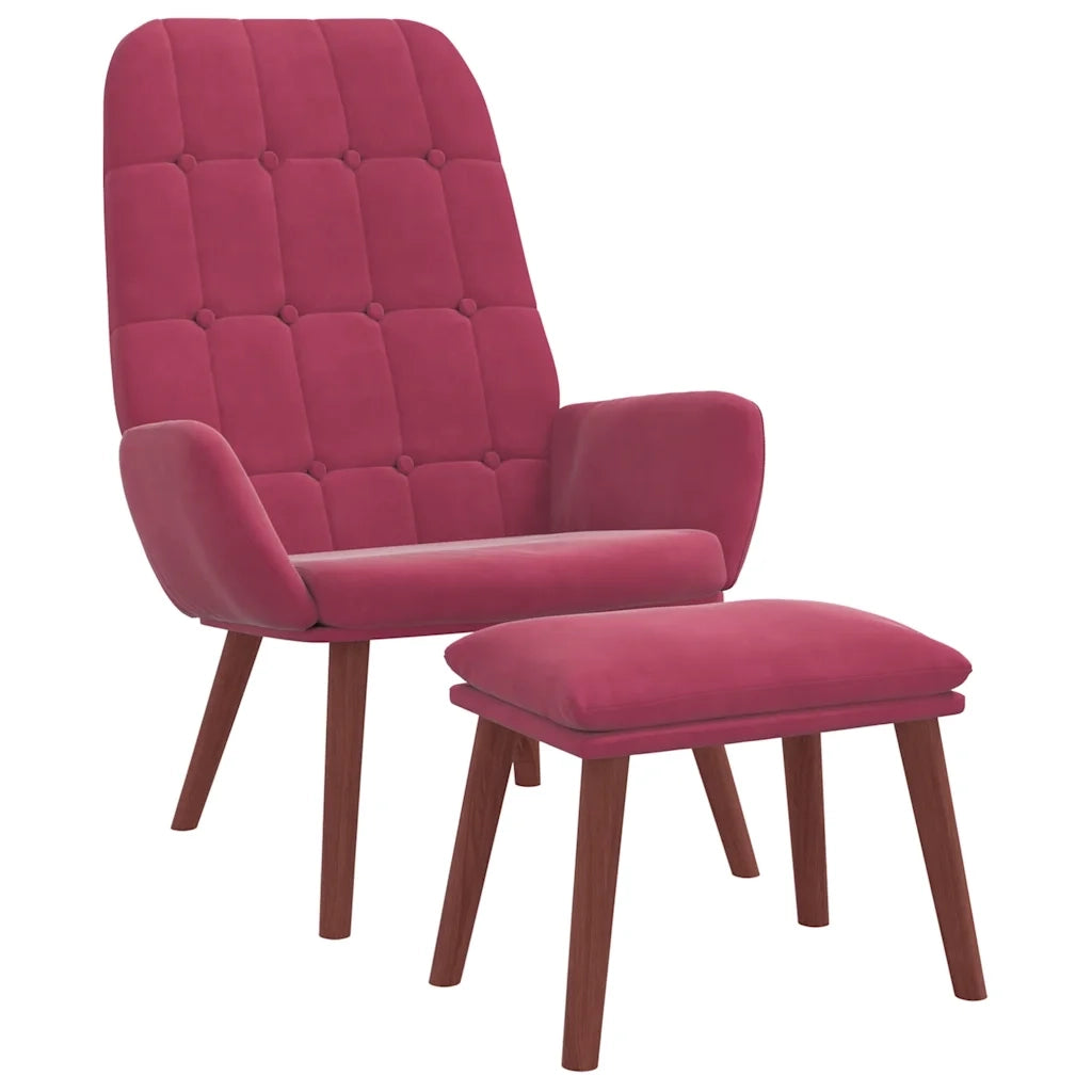 Poltrona Relax con Poggiapiedi Rosso Vino in Velluto 3315143