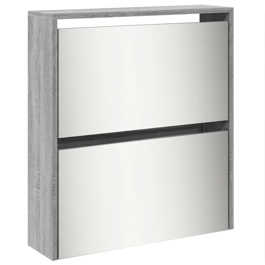 Scarpiera con Specchio a 5 Livelli-Mobile con specchio Grigio Sonoma 63x17x169,5 cm