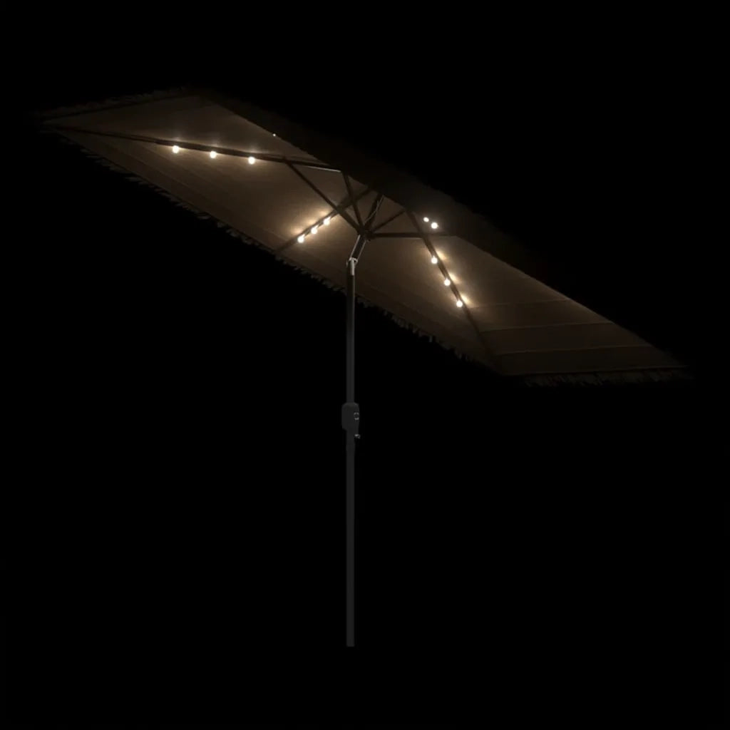 Ombrello | Parasolne Giardino LED e Palo in Acciaio Marrone 300x200x250cm