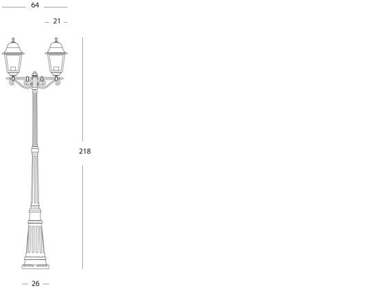 Lampada Palo Alto Due Luci per Giardino Colore Nero da Esterno Linea Quadrata Sovil