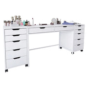 Mobile da Trucco Lagunare, Toeletta Specchio Incluso, 200x55x77h cm Bianco