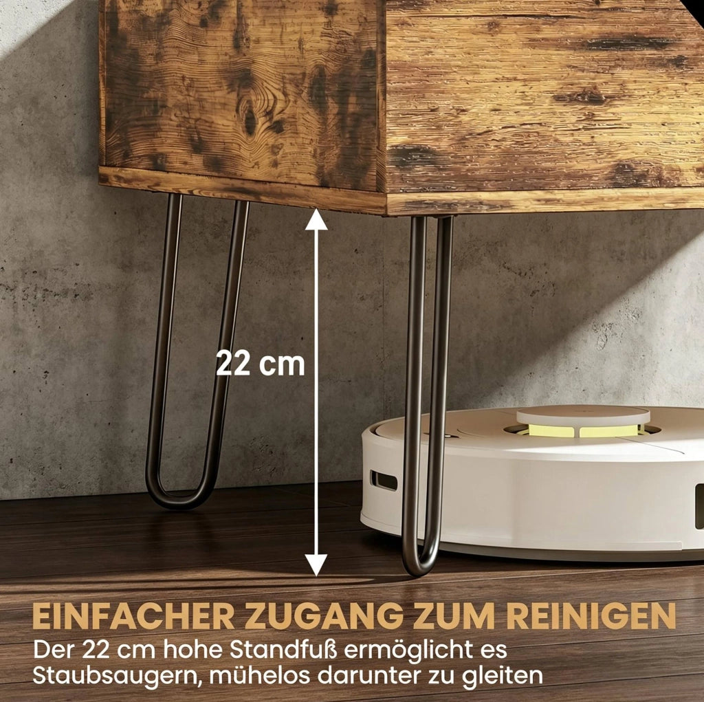 Tavolino da caffè rettangolare con piano sollevabile e vano nascosto; MDF color noce