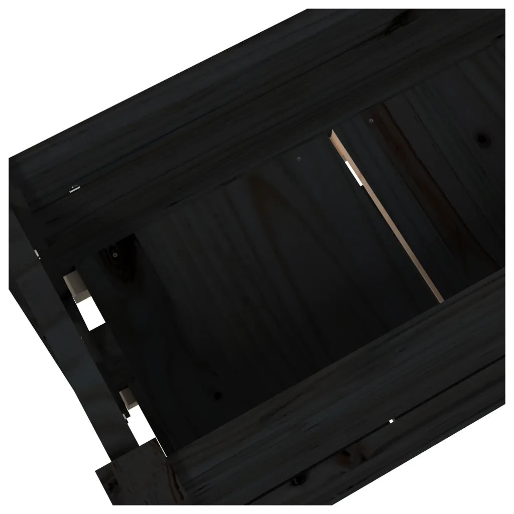 Fioriera-Vaso da Esterno-Contenitore per Piante Nera 77x25x66 cm in Legno Massello di Pino