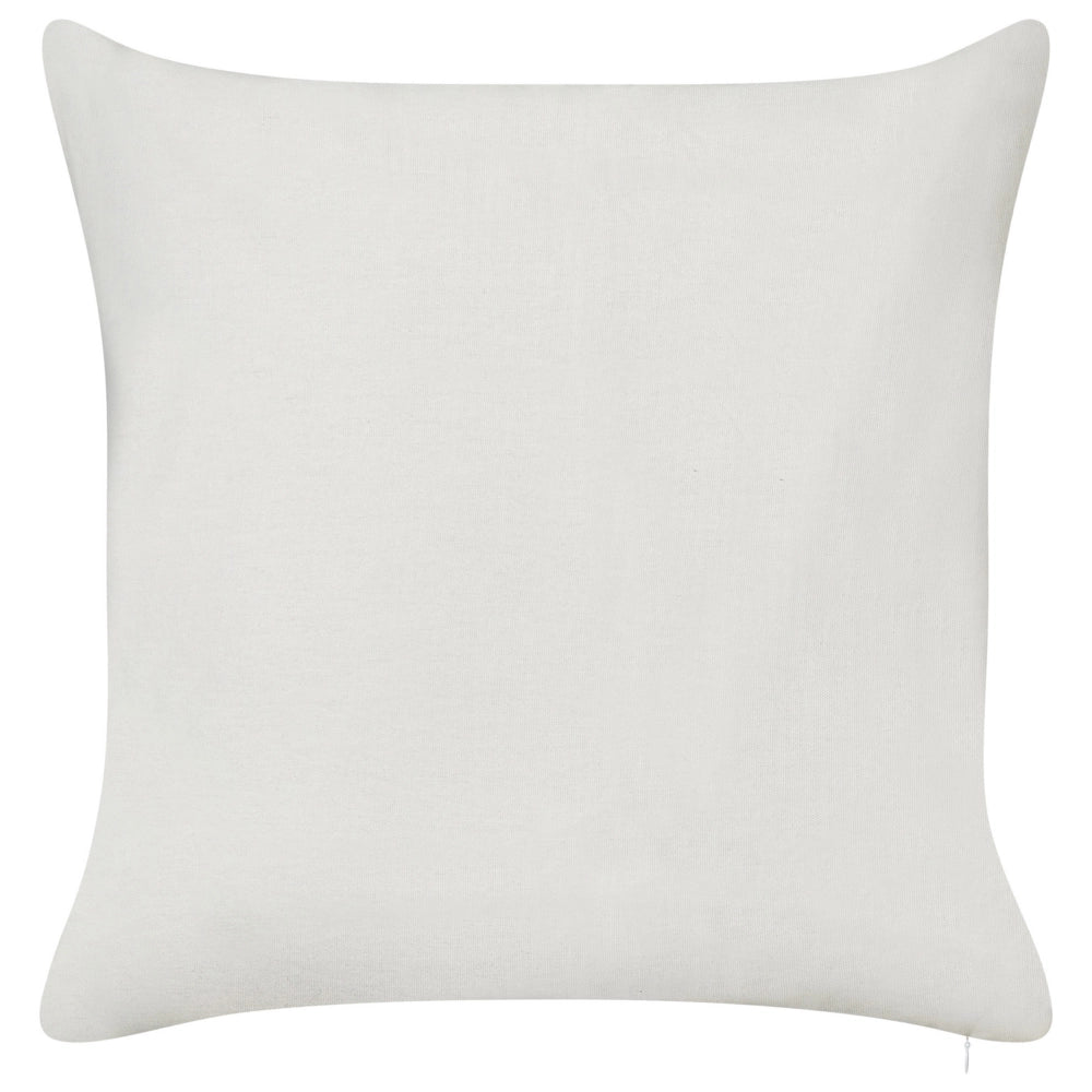 Set di 2 cuscini in cotone ricamati con motivo bianco e verde 45 x 45 cm morbida imbottitura
