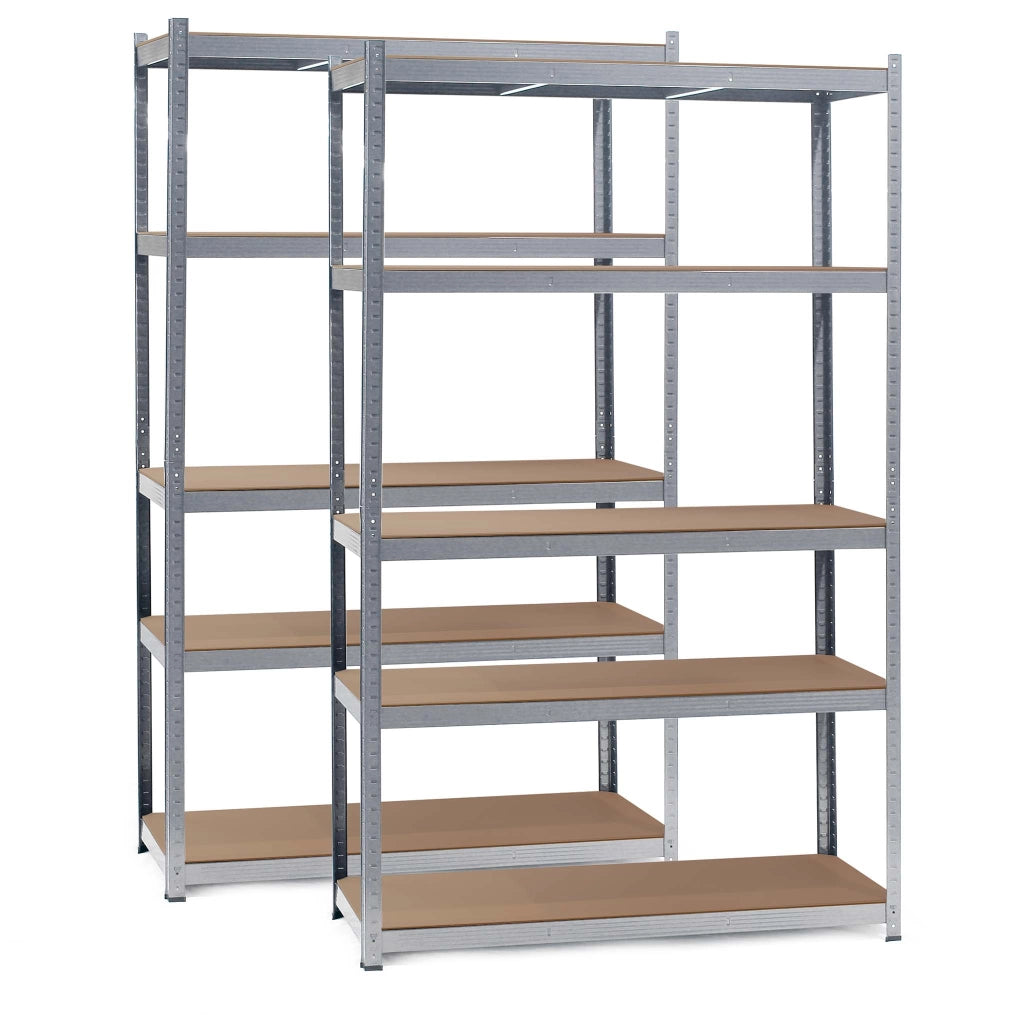 Set 2x Scaffali zincati a incastro per carichi pesanti 120x50x200cm 5 ripiani 175kg/piano
