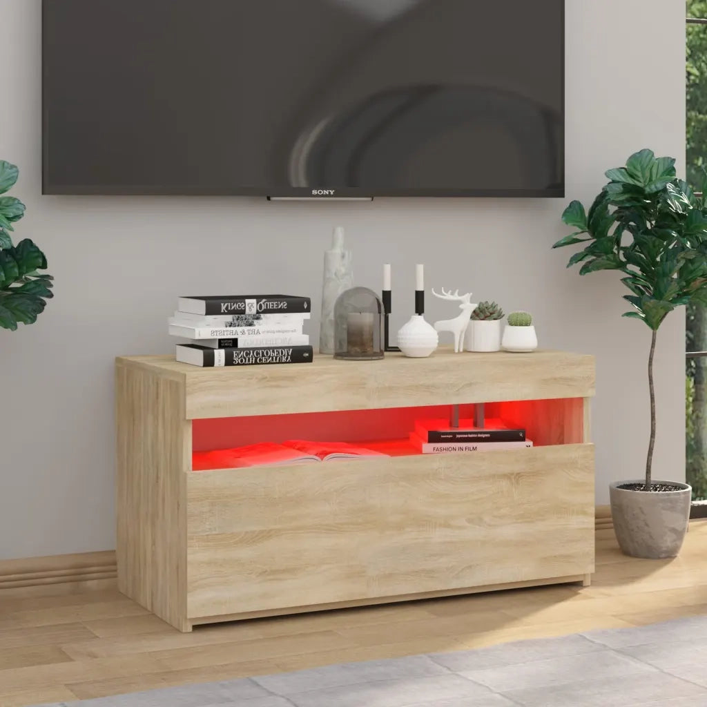 Mobile Porta TV con Luci LED-Mobile per TV-Credenza TV Rovere Sonoma 60x35x40 cm 560989