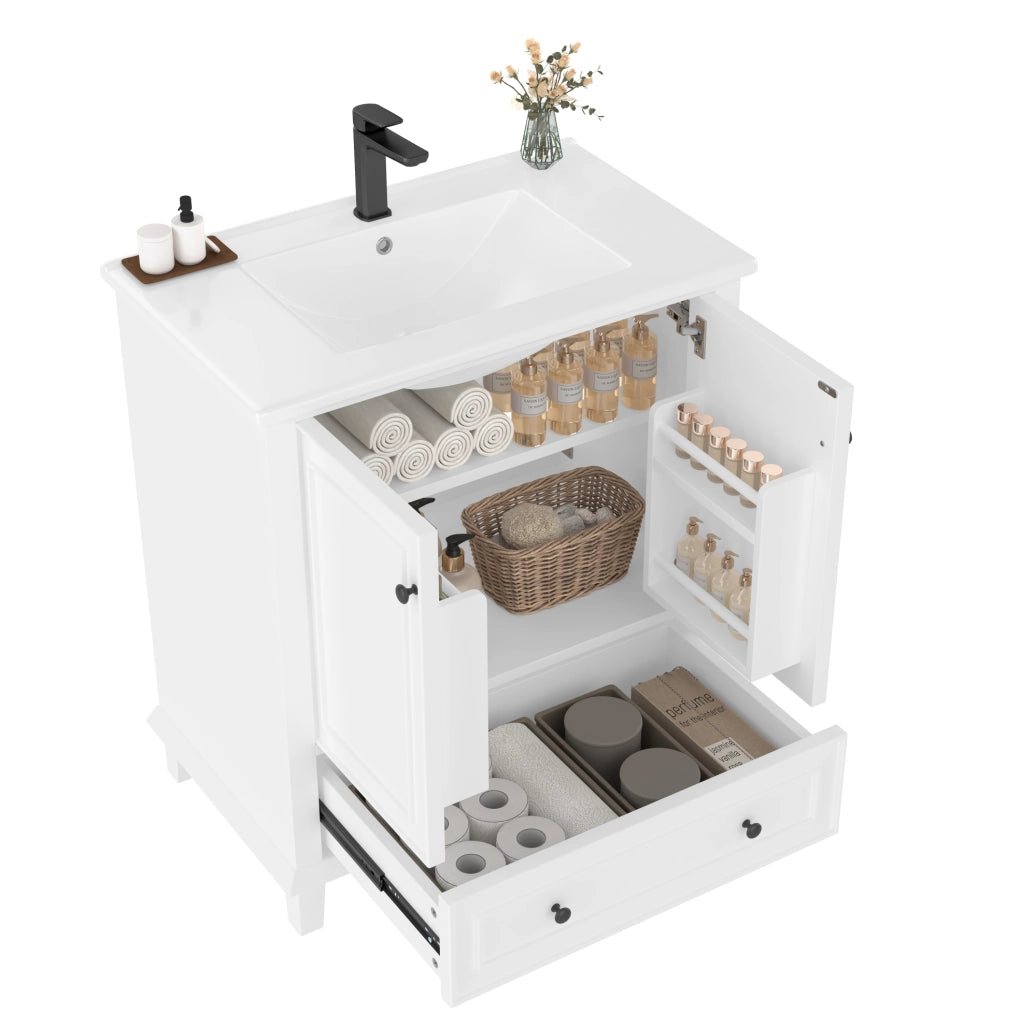 Mobile bagno bianco con lavabo in ceramica 76x46x87 cm