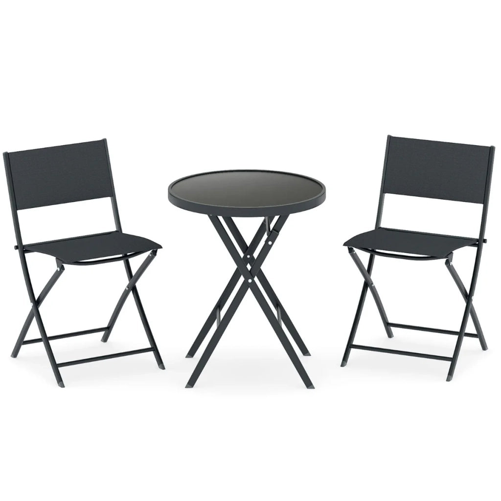 Set di 3 tavoli da bistrot pieghevoli per terrazza diametro 60 cm pratici ed estetici metallo nero 20_0017888