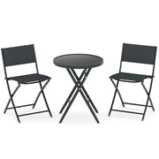 Set di 3 tavoli da bistrot pieghevoli per terrazza diametro 60 cm pratici ed estetici metallo nero 20_0017888