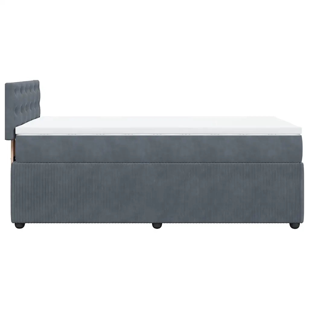 Giroletto a Molle con Materasso Grigio Scuro 90x200 cm Velluto