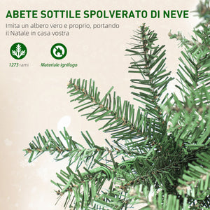 Albero di Natale Slim 210 cm 1273 Rami con 350 Luci LED Bianche e Colorate 9 Modalità di Illuminazione Verde