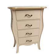 Cassettiera 4 cassetti legno shabby avorio anticato filo oro 62x42x105 - Mobili 2G