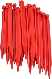 48 uncini in plastica 30 cm - uncini per tende per campeggio all'aperto - chiodi per tende su terreno morbido e sabbioso - rosso