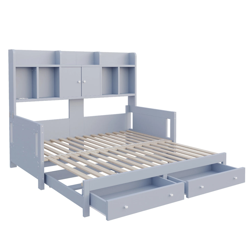 DIVANO LETTO Estraibile 90x190 cm Grigio in Legno