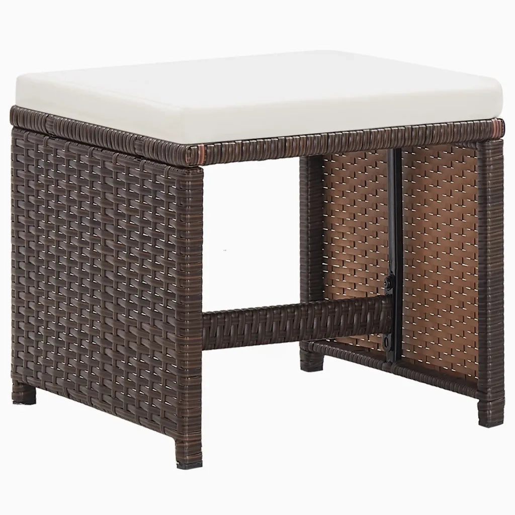 Set Divani da Giardino 9 pz con Cuscini in Polyrattan Marrone 3095514
