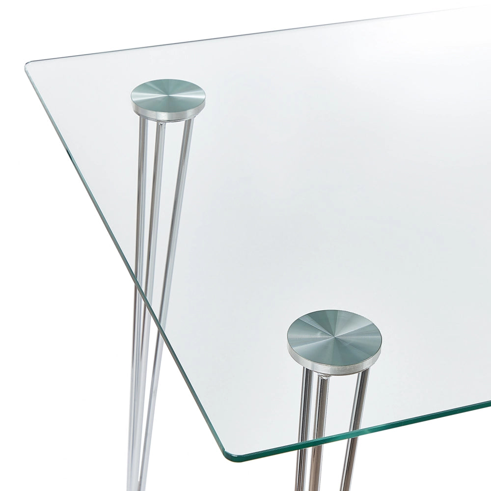 Tavolo da pranzo Piano in vetro temperato argento Rettangolare 120 x 70 cm Capacità 4 persone Design moderno
