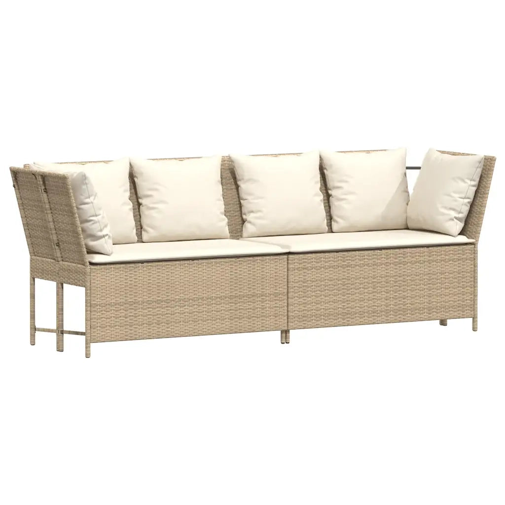 Divano da Giardino con Cuscini in Polyrattan Beige