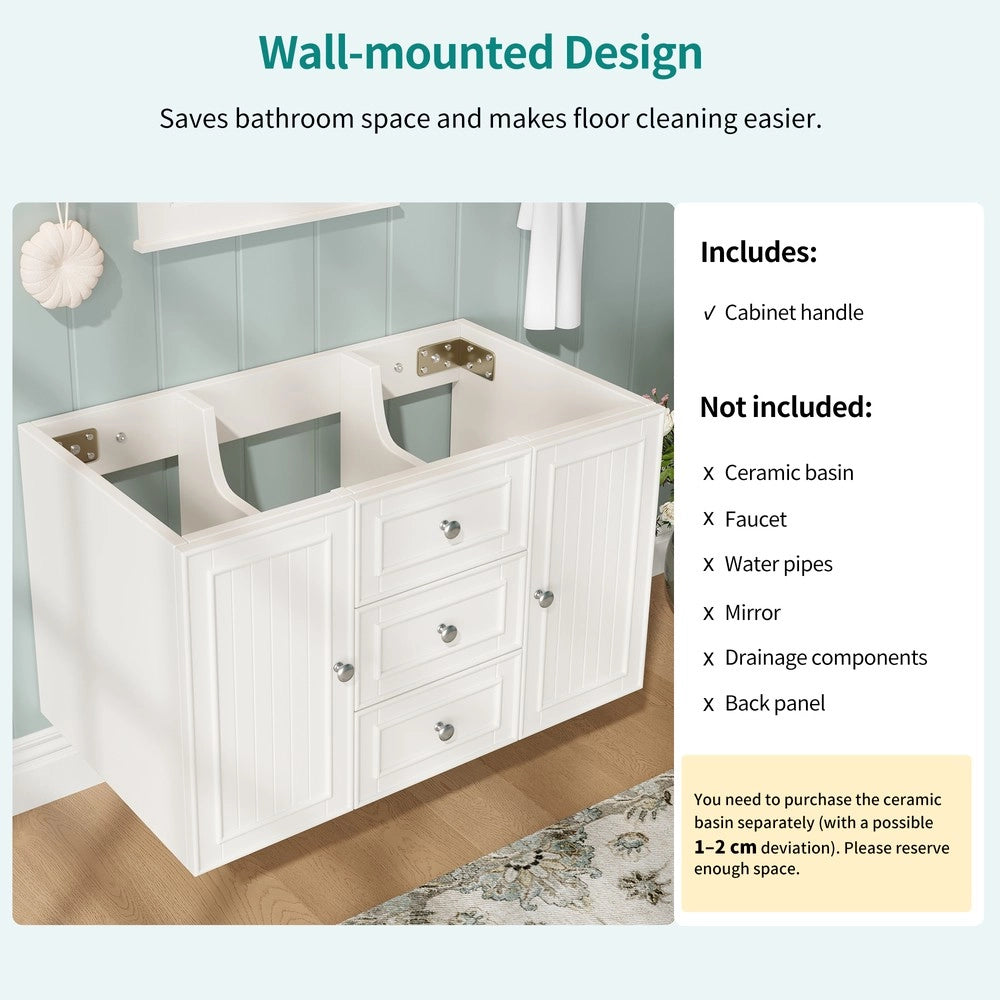 Mobile Sottolavabo Bagno con 3 Cassetti Sospeso ¨C Xylo ¨C Bianco 78.5x46x46.8cm
