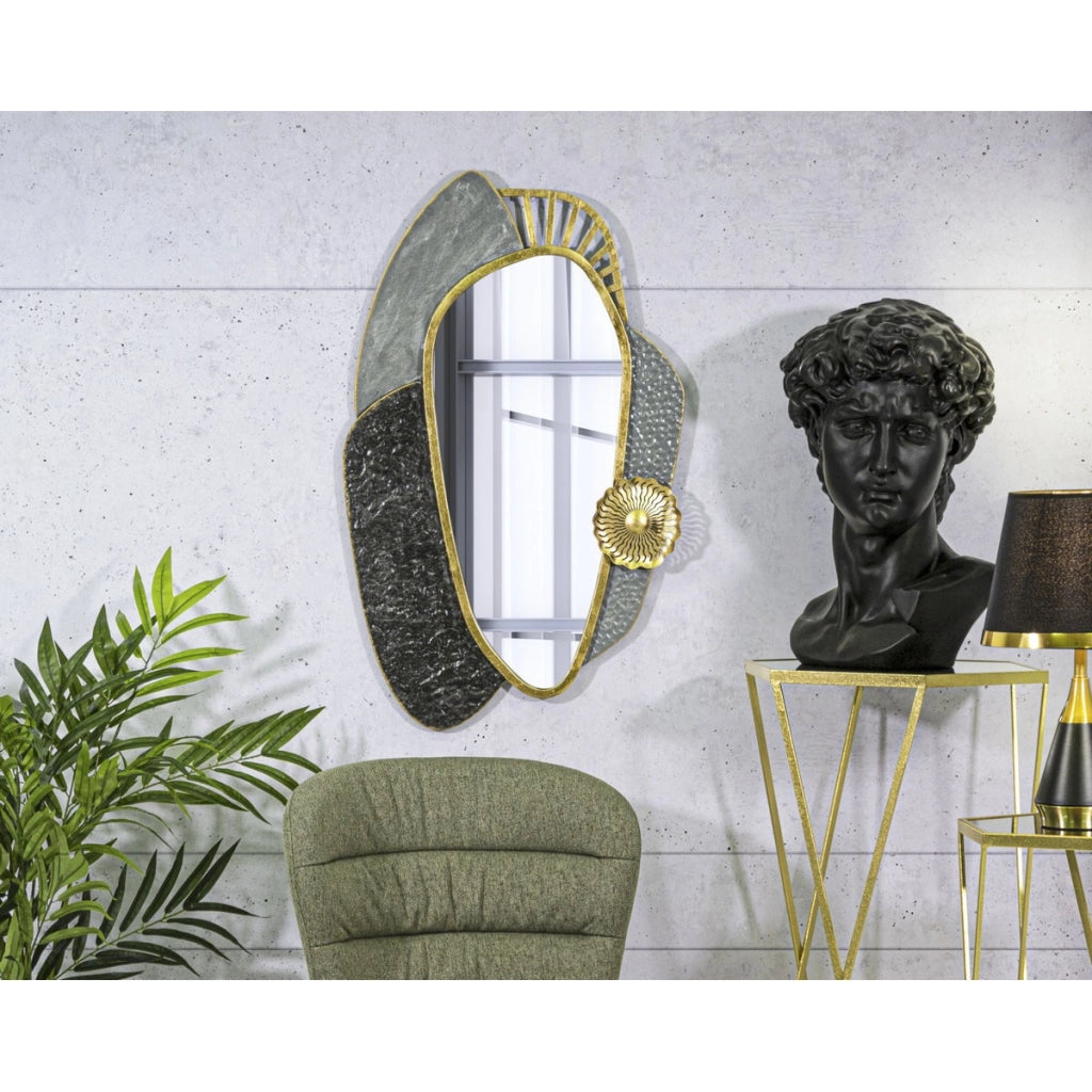Specchio con Cornice Geometrico 17, Grigio, Metallo, 55,9x5,7x90,8 cm