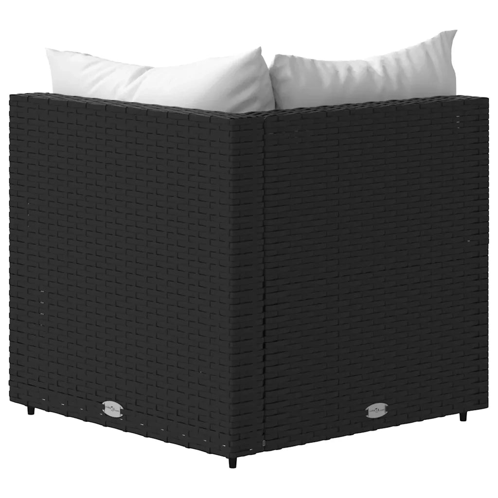 Divani Angolari da Giardino con Cuscini 2pz in Polyrattan Nero 319730