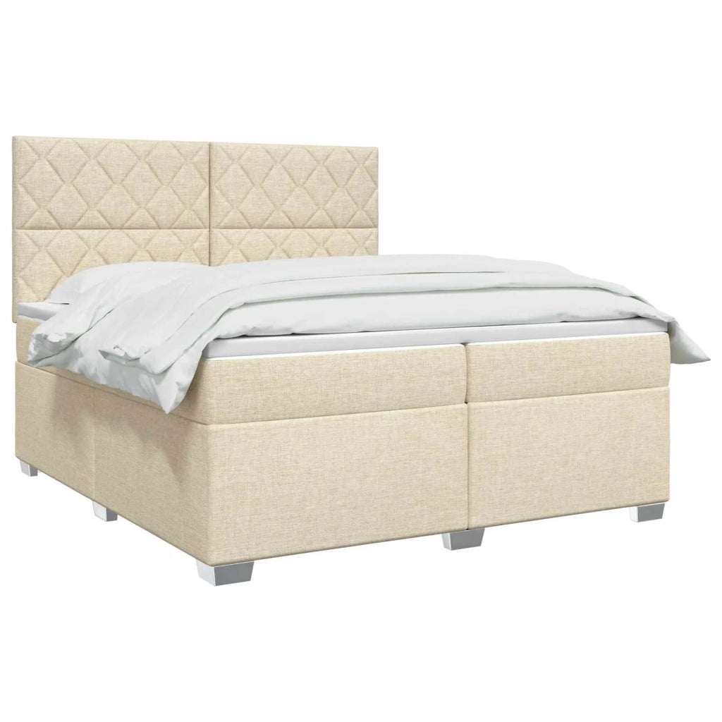 Letto box spring con materasso Crema 200 x 200 cm Tessuto 3454962
