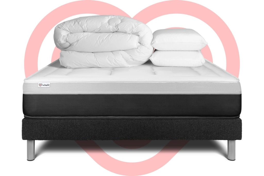 Pacchetto letto completo - Materasso 180x200cm + Box spring con doghe (kit) + 2 cuscini + piumone - Vital Form