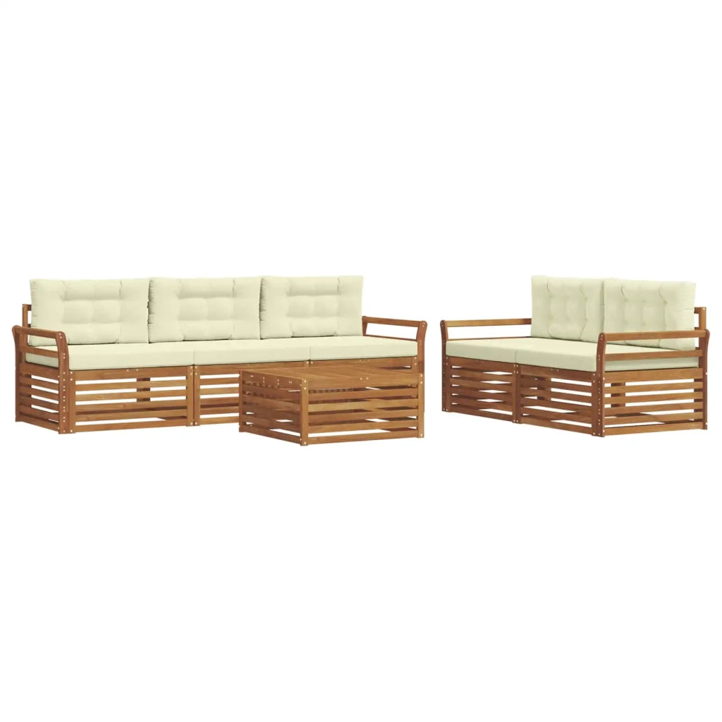 Set di divani da esterno con cuscino 6 pcs Naturale e Crema 3373020
