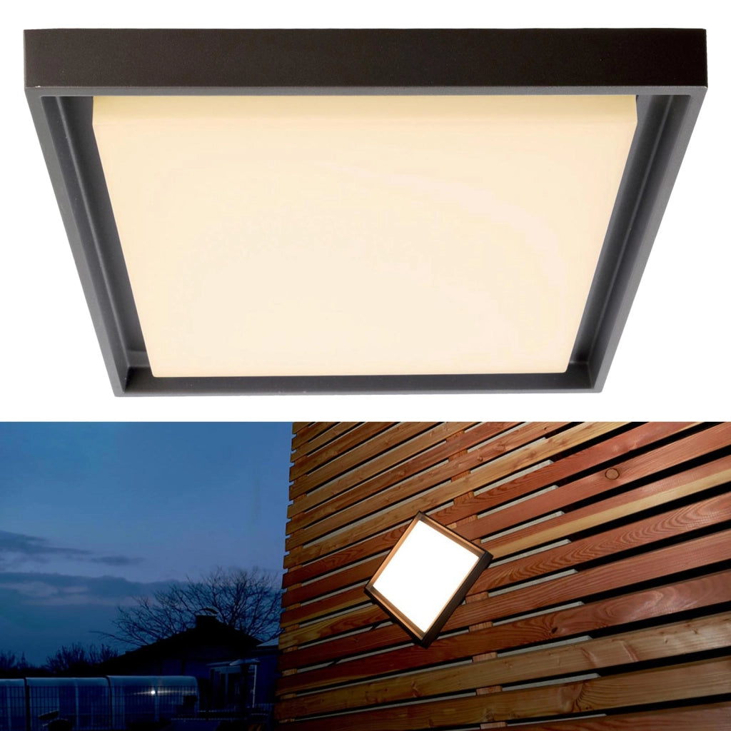 ASCELLA Plafoniera LED 30W IP54 luce soffitto muro parete lampada moderna impermeabile esterni balcone ingresso garage cantina QUADRATO