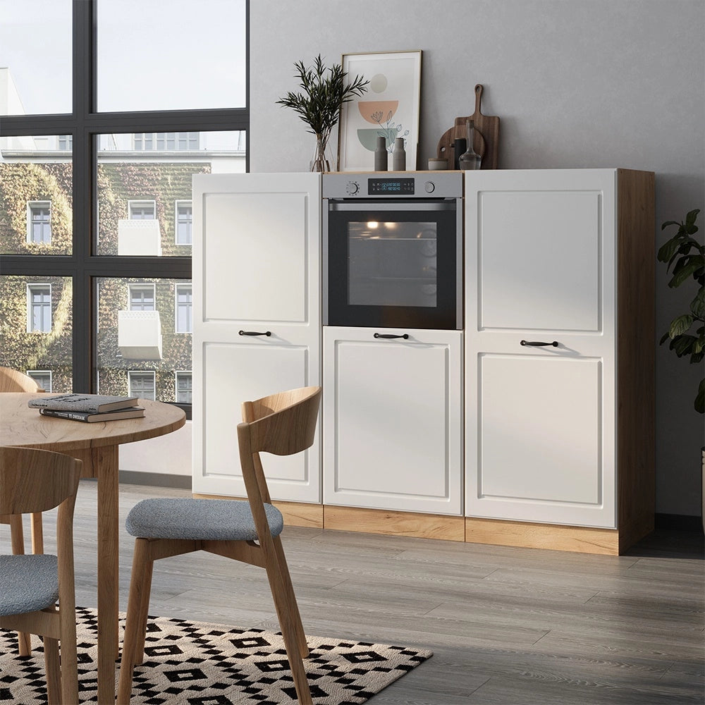 Cucine componibili piccole R-Line Bianco rustico/Rovere dorato 180 cm senza piano di lavoro Vicco