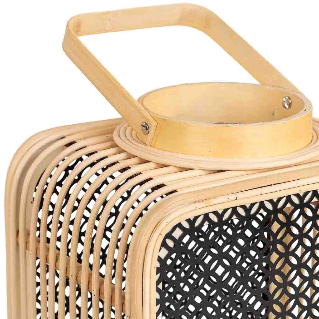 Lanterna in rattan e metallo con vetro, 24,5x19x28/31,5/41,5H cm