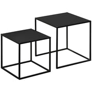 Tavolo da pranzo - set 2 tavolini - design moderno - struttura in acciaio - 120x59x45 cm - nero - fino a 10 kg