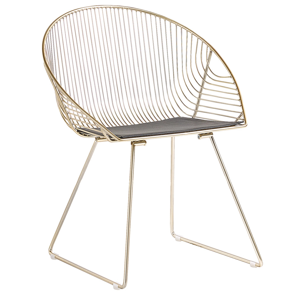 Set di 2 sedie da pranzo con struttura in metallo dorato sedile in ecopelle nera design moderno e glam