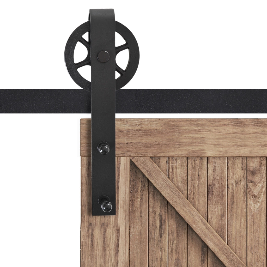 Kit di scorrimento per ante scorrevoli ¨C Zephmum ¨C Design rustico, acciaio al carbonio, nero, 200x4x0.6 cm