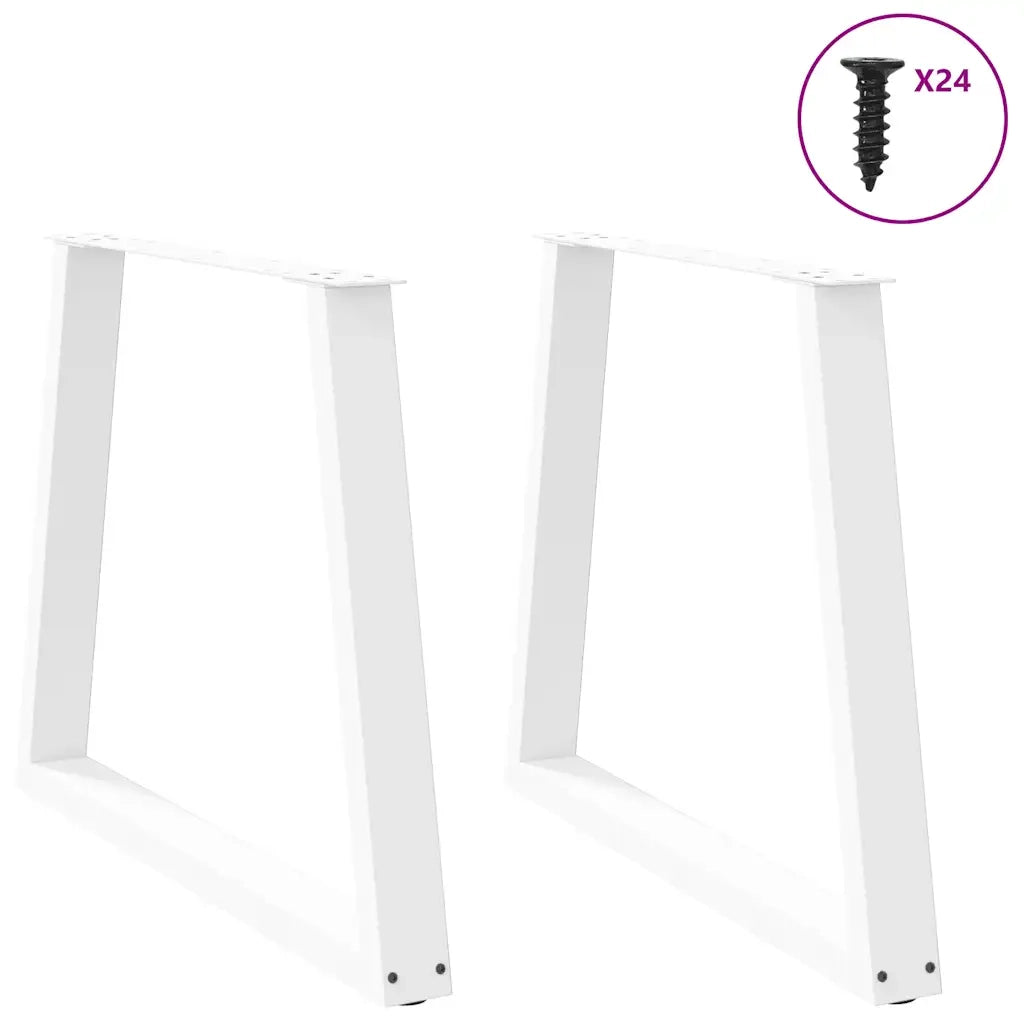 Gambe per tavolo da pranzo a forma di V 2 pz bianche 70x(72-73,3) cm in acciaio 4012569
