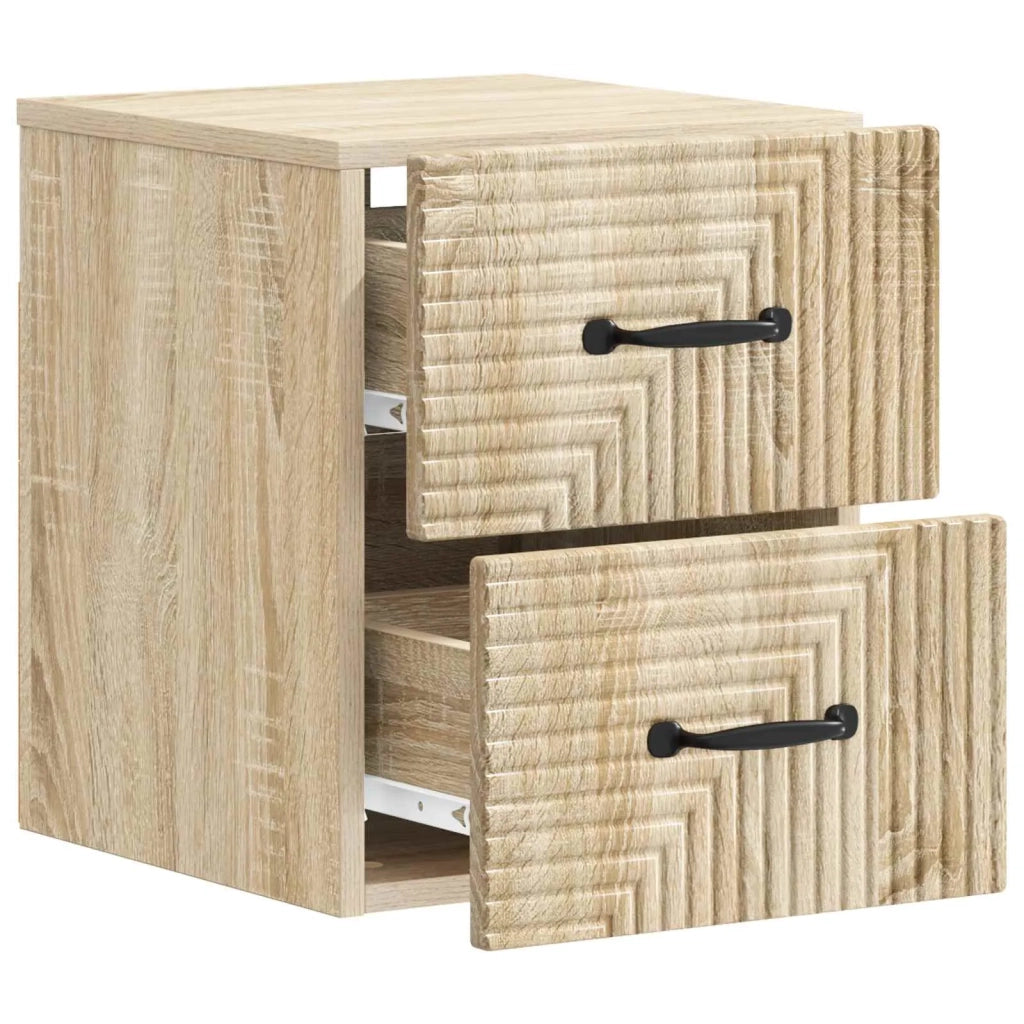 Comodino | Armadio da Notte | Mobiletto da notte a muro Rovere Sonoma 34,5 x 33 x 40 cm