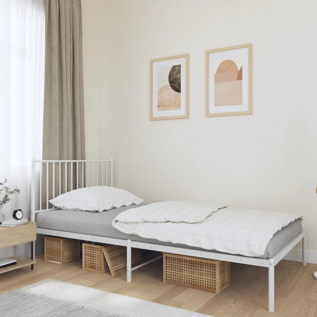 Giroletto con Testiera Metallo Bianco 107x203 cm 350927