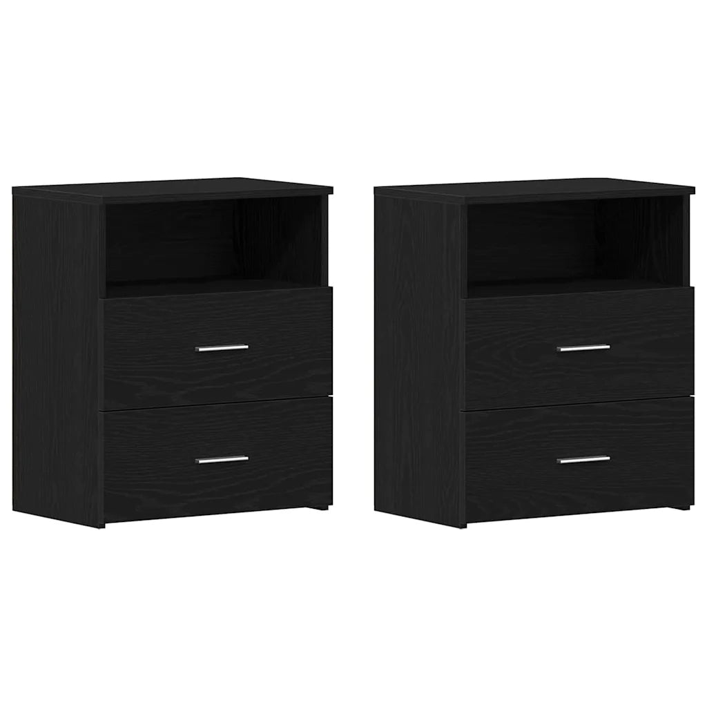 Set di 2 Comodini | Armadio da Notte | Mobiletto da notte Rovere Nero 50 x 32 x 60cm Legno multistrato