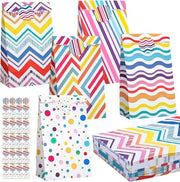 Pacchetti di carta 22 x 12 x 7 cm, sacchetti regalo per bambini, sacchetti per dolci con adesivi, sacchetti regalo colorati per matrimoni e feste