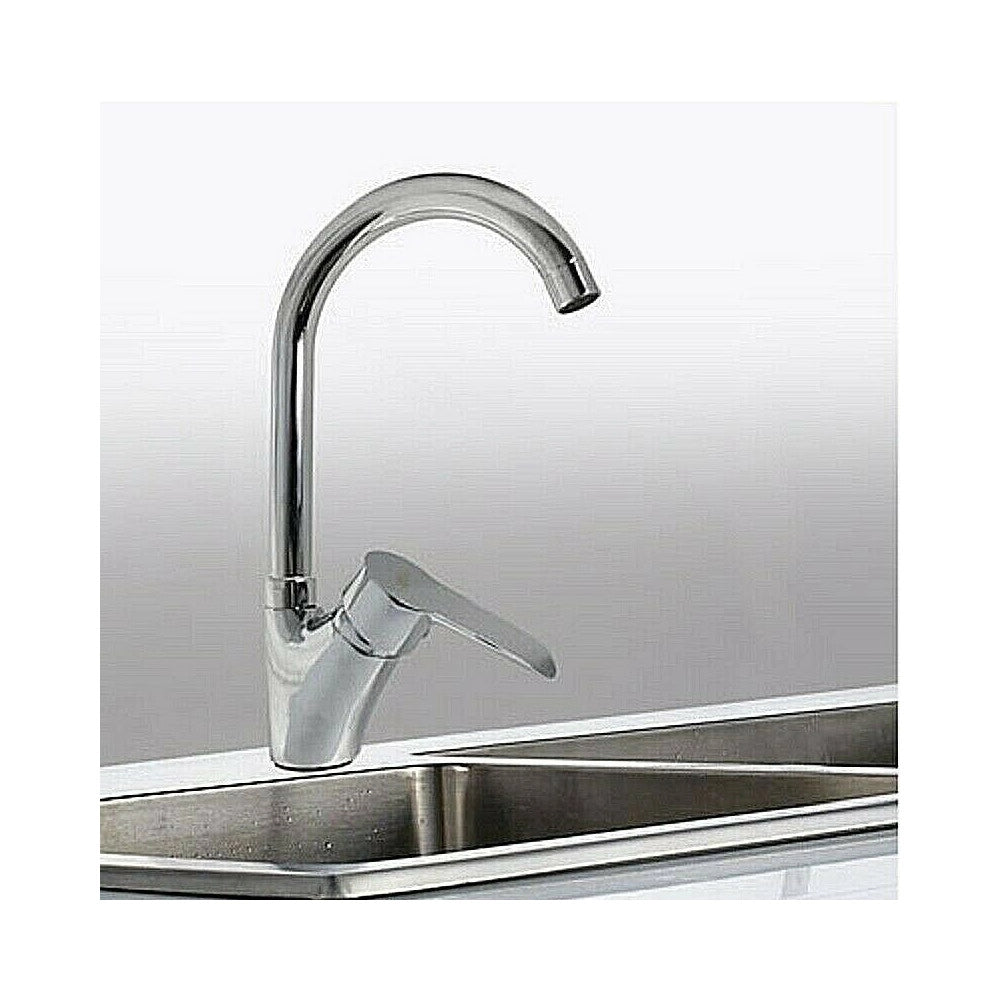 Trade Shop - Rubinetto Miscelatore Lavello Cucina Canna Alta Curva Modello Londra 52343a -