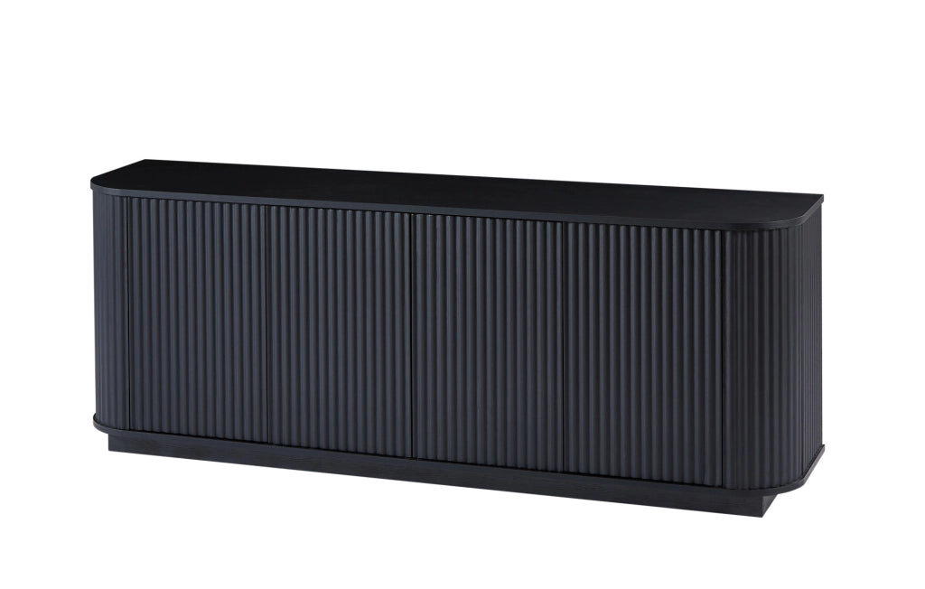 Mobile TV 162,5x38 cm nero in MDF, 4 ante con apertura a pressione