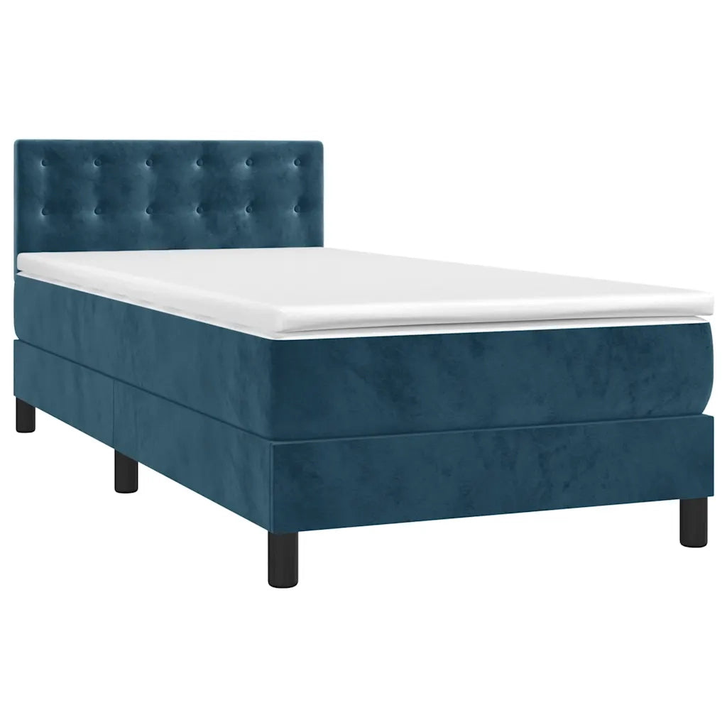 Letto a Molle con Materasso e LED Blu Scuro 80x200cm in Velluto 3134613
