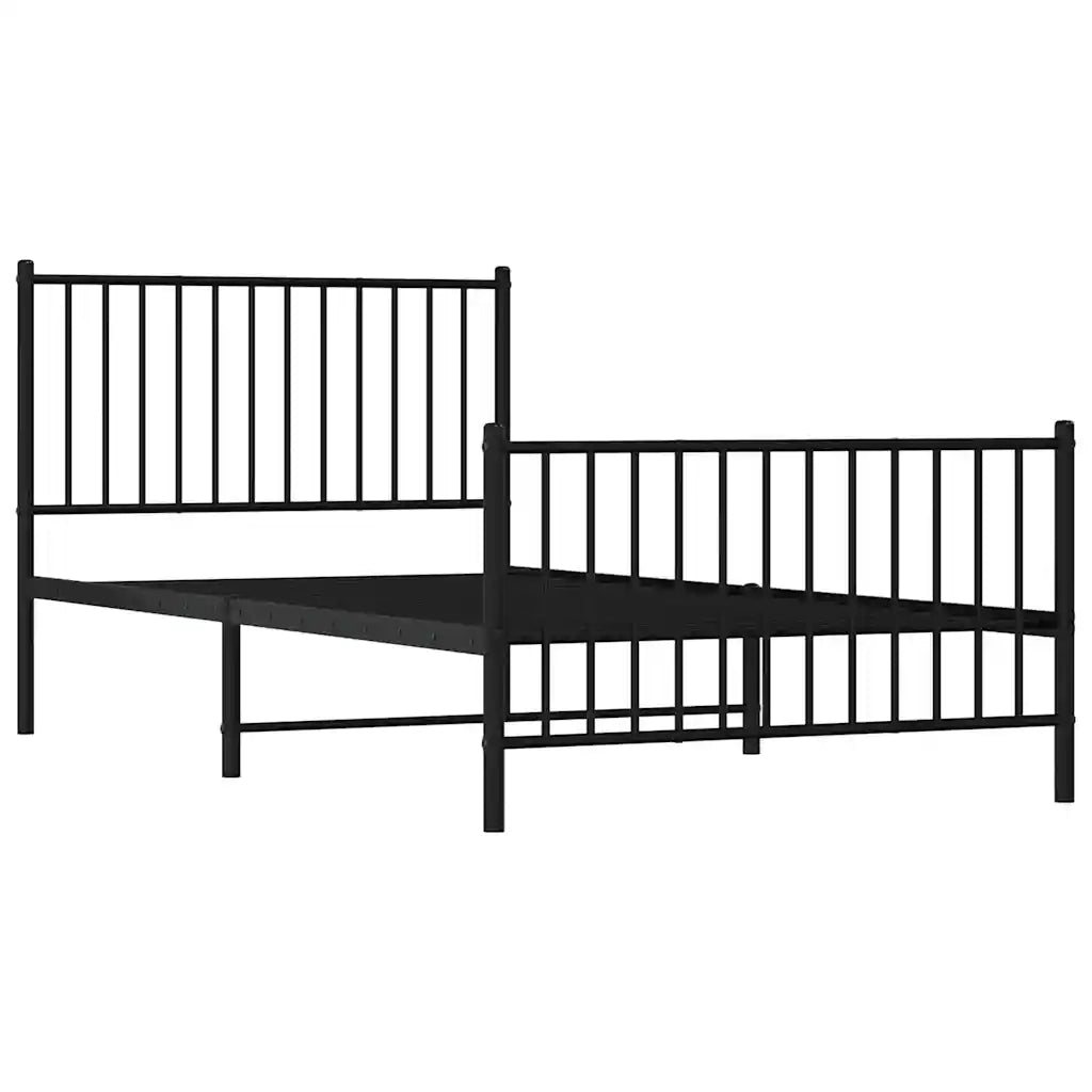 Giroletto con Testiera e Pediera Metallo Nero 100x200 cm 350877