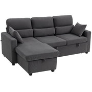 Divano letto angolare con contenitore e cuscini ¨C zephmum ¨C grigio scuro