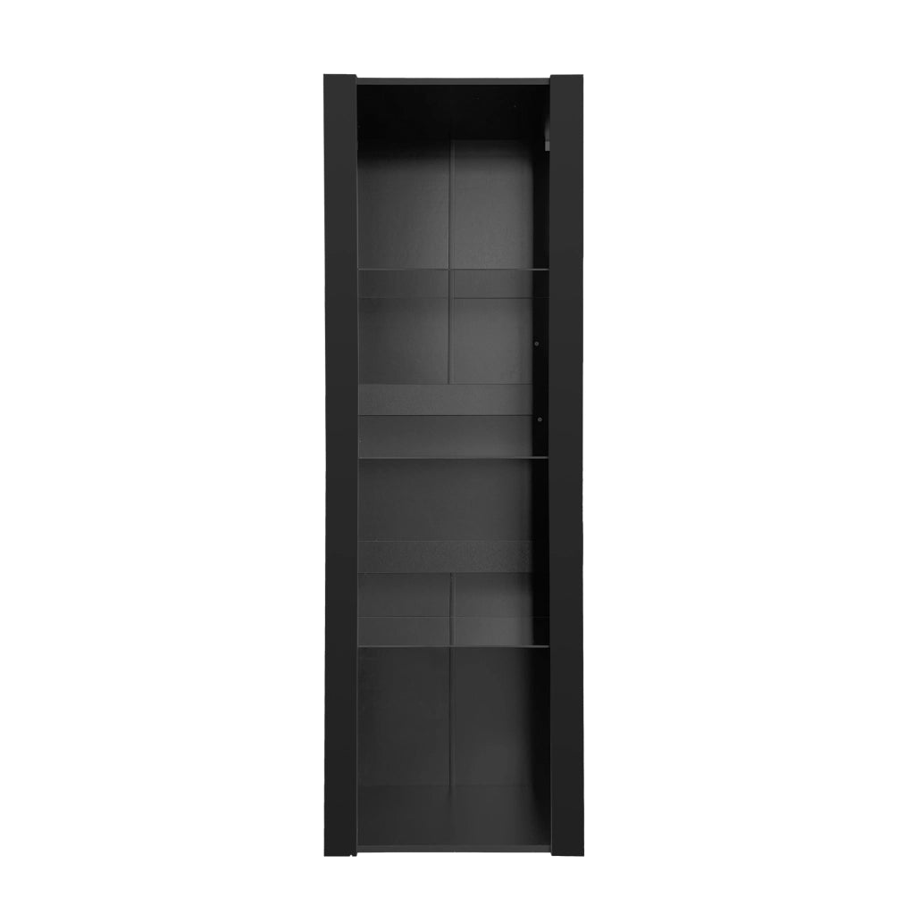 Vetrina alta con LED e 3 ripiani in vetro; 55x38x166 cm; nero lucido