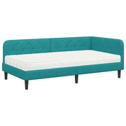 Letto singolo | Letto per adulti | Cornice del letto ad angolo Turchese 90 x 200 cm Velluto