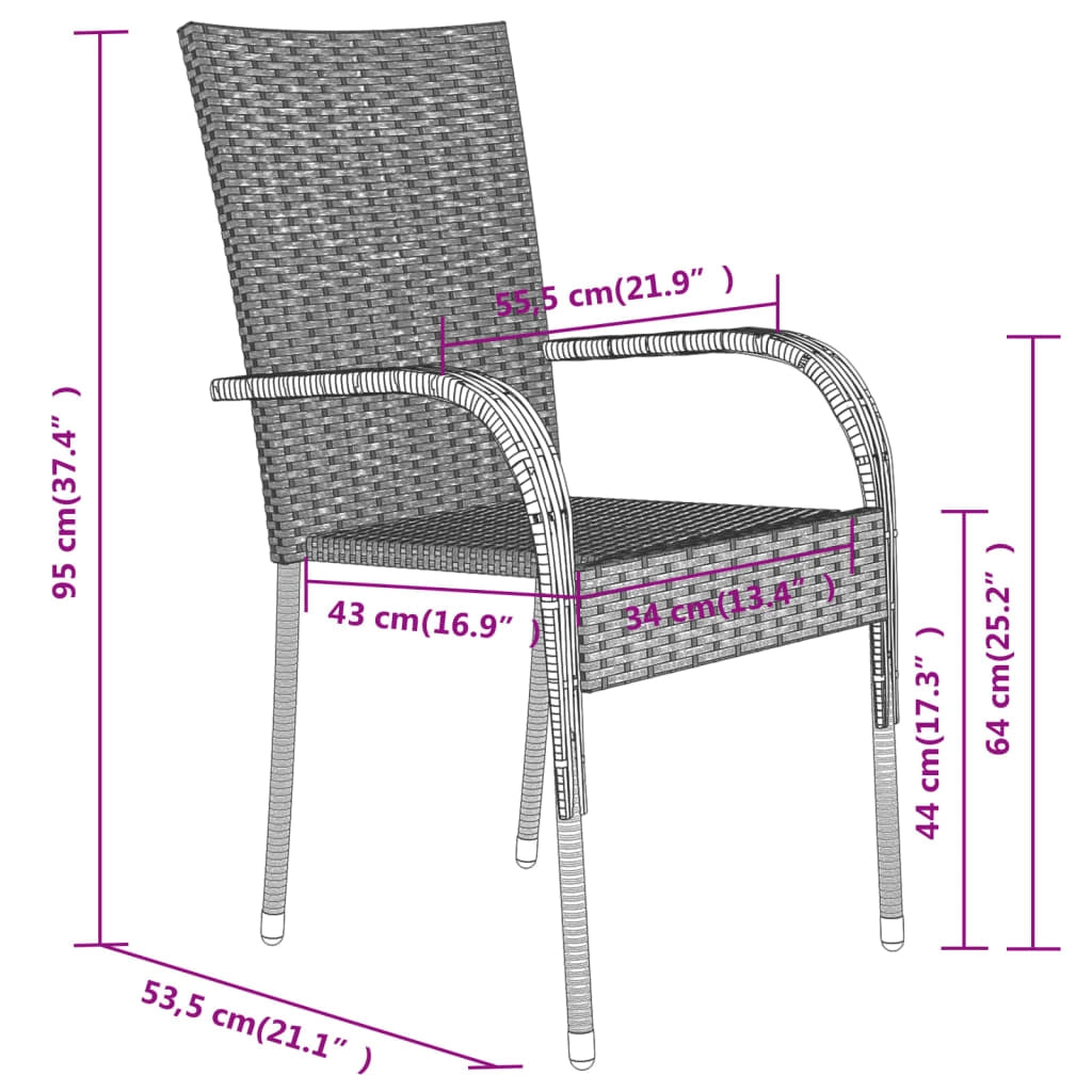 Set da pranzo da giardino per esterni 7 pezzi mobili grigi e neri 02_0013972